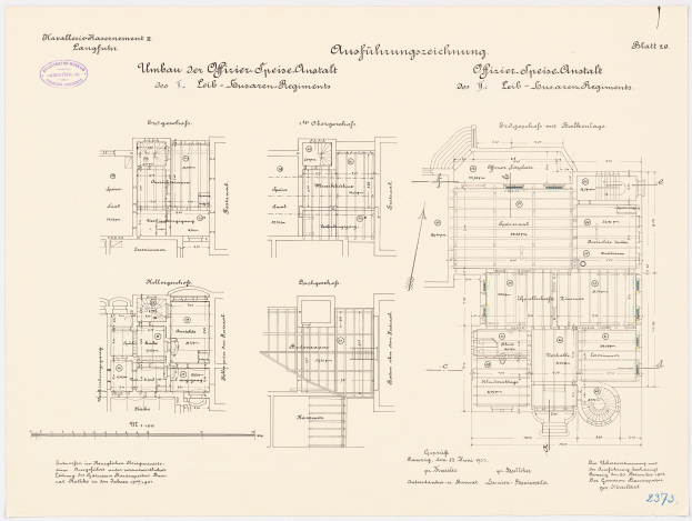 Ein detaillierter Grundrissplan des ehemaligen Arbeitszimmers des deutschen Bundeskanzlers, mit ausführlichen Text- und Layoutangaben.