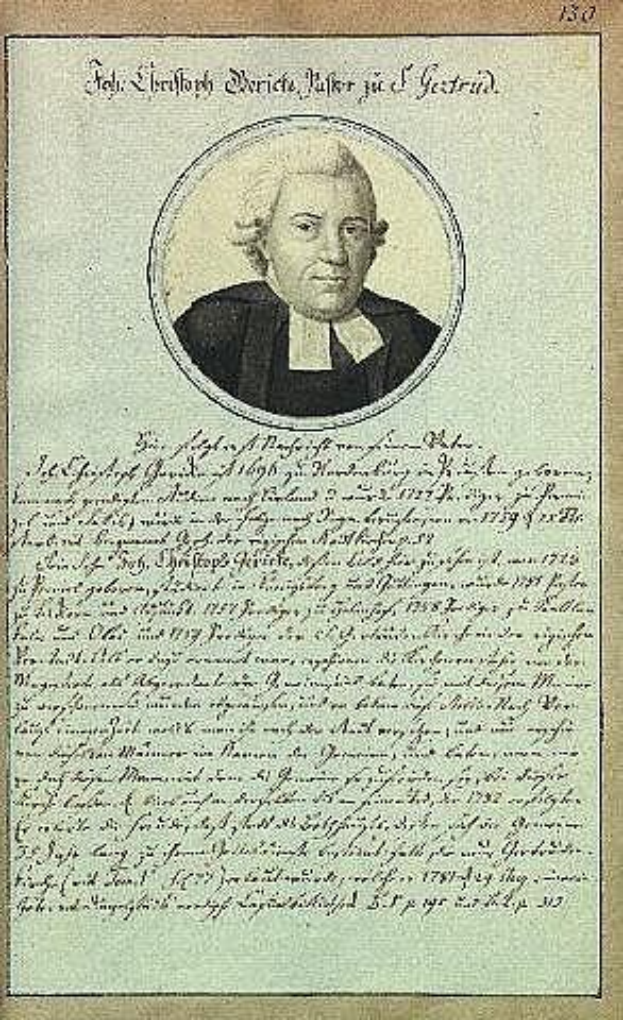 Porträt von Johann Wolfgang von Goethe in einer schwarzen Robe, aus einem alten Dokument von 1789 mit sichtbarem Text.