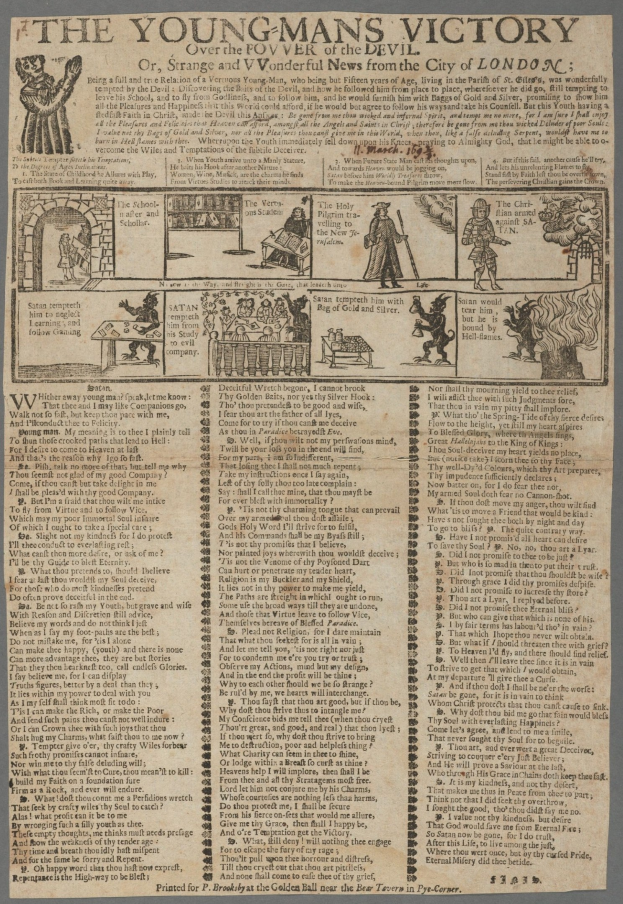 Ein Blatt mit fettgedrucktem Text und detaillierten Illustrationen von entschlossenen jungen Männern, die einen Sieg feiern.