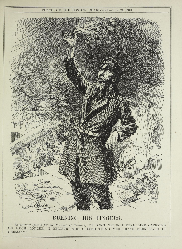 Ein Mann in einem Trenchcoat und Hut hält eine Zigarette in der Hand, vor sich ein Blatt Papier mit der Aufschrift "Verbrennt seine Finger", mit entschlossener Miene.