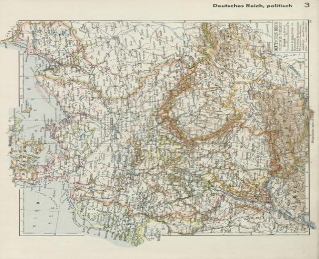 Alte 19. Jahrhundert-Karte von Deutschland, die politische Teilungen zeigt, auf Papier gedruckt mit Text oben und unten.