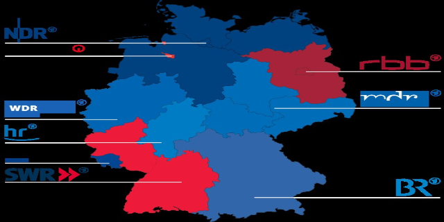 Karte von Deutschland mit Provinzen in rot und blau hervorgehoben, um die Ergebnisse der Wahl 2016 anzuzeigen, einschließlich der Namen der Kandidaten und des Wahldatums.