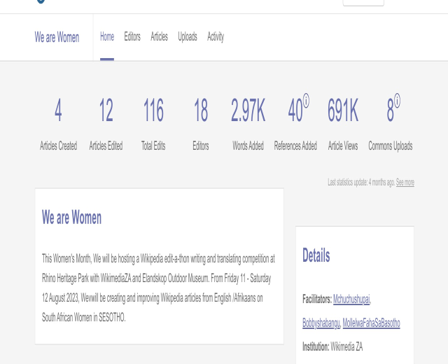 Google-Suchergebnisseite für "we are women" mit Text, Zahlen und einer Suchleiste.