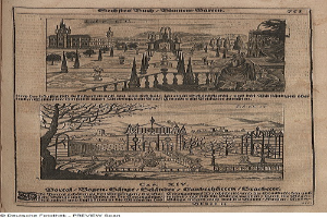 Offenes Buch mit einer detaillierten Stadtansicht-Illustration auf seinen Seiten, begleitet von Bildern und Texten, die die Stadt beschreiben.