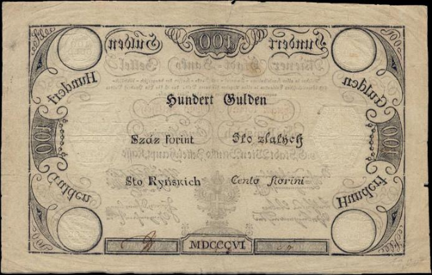 Alte deutsche Banknote mit schwarzem Hintergrund und Porträt eines Mannes, Wertangabe als "100 Pfennig"