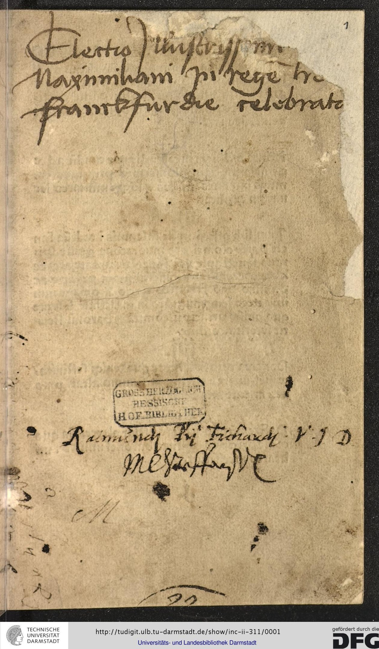 Altes deutsches Regierungsdokument an den Präsidenten der Vereinigten Staaten mit handgeschriebener Textstelle und sichtbaren Wasserzeichen.