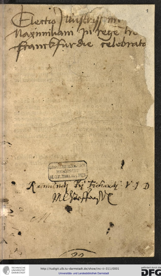 Altes deutsches Regierungsdokument an den Präsidenten der Vereinigten Staaten mit handgeschriebener Textstelle und sichtbaren Wasserzeichen.