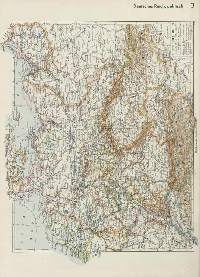 Altes 19. Jahrhundert Karte von Deutschland, die politische Teilung zeigt, auf altem Papier mit Text oben und unten gedruckt.
