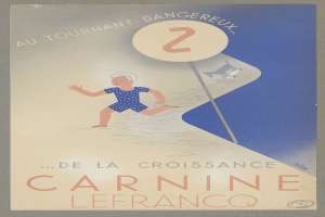 Eine Person in einem hellgelben Kleid lächelt breit in der Mitte eines Karnevalplakats, umgeben von der fetten Schrift "Karneval" in Schwarz.