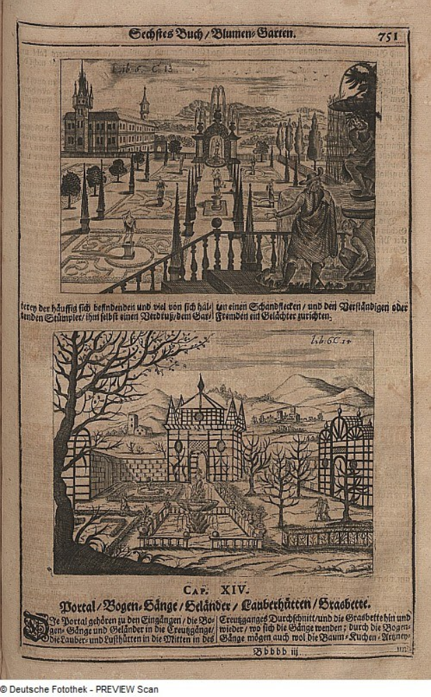 Offenes Buch mit detaillierter Stadtansicht-Illustration auf seinen Seiten, begleitet von Bildern und Texten, die die Stadt beschreiben.