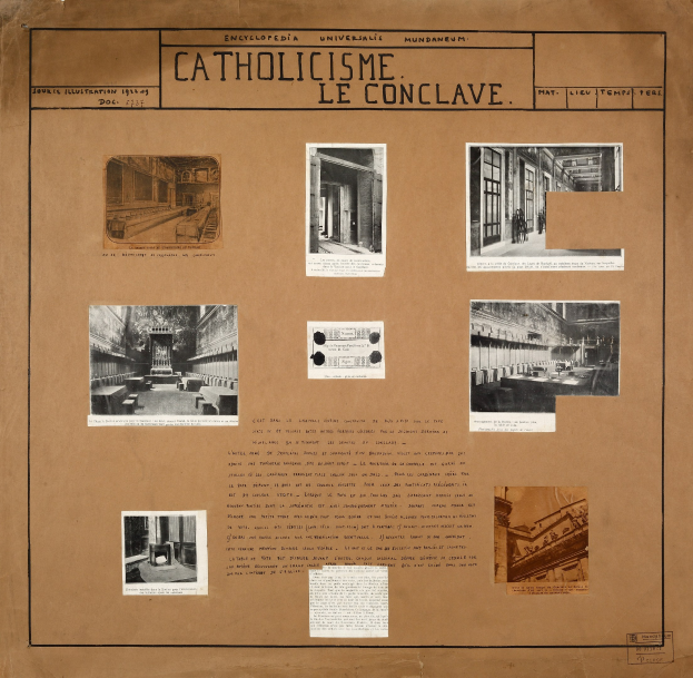 Ein Buch mit Bildern von Innenräumen und Artefakten der Katholischen Kirche sowie Texten zur Geschichte und Bedeutung der Kirche.