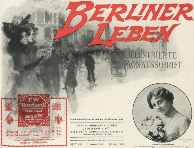 Werbeposter für den Berliner Leben Film mit einer Gruppe von Menschen vor einem Gebäude.