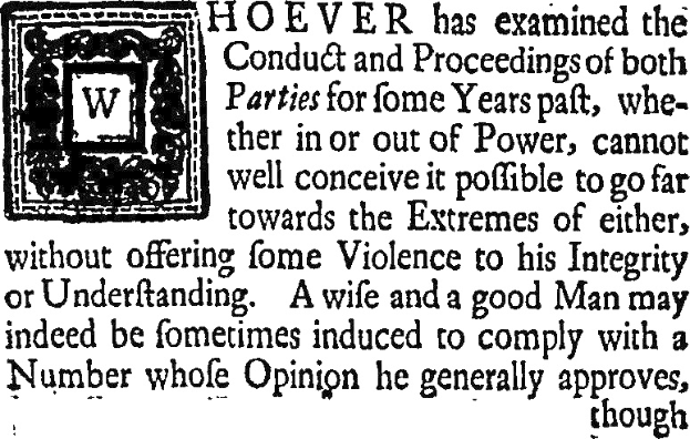 Schwarzes und weißes Foto eines Mannes im Anzug und mit Krawatte mit zentriertem Text und Logo, wobei der Text politische Verhaltensweisen und Prinzipien diskutiert.