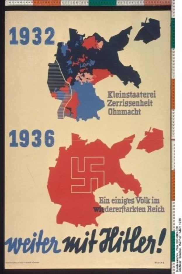 Deutsche Flagge über Text auf einem Plakat dargestellt.