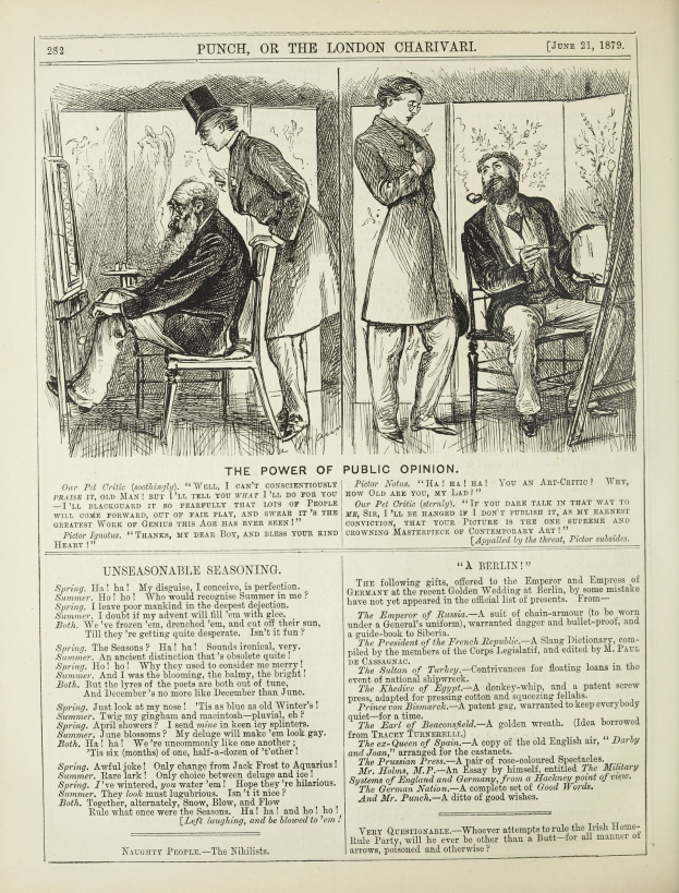 Ein altes Buchcover mit einem Mann in einem Stuhl sitzend und einer Frau danebenstehend, die nachdenklich aussieht, mit der Aufschrift "Die Macht der öffentlichen Meinung" auf dem Umschlag.